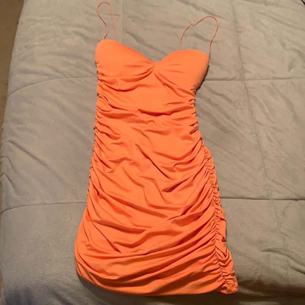 Coral Fine Strap Mini Dress